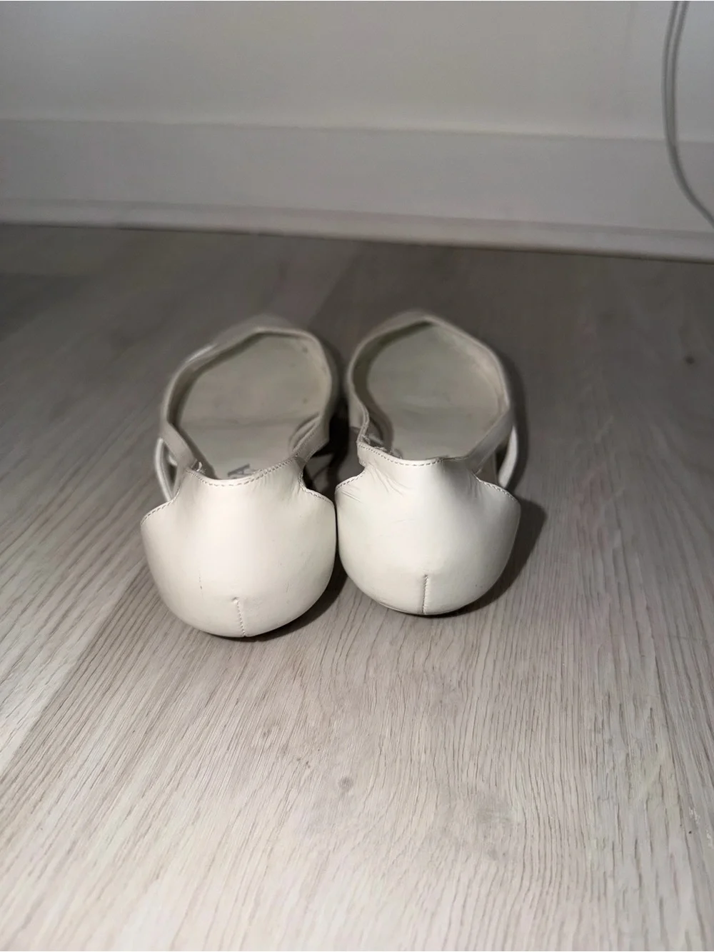 Prada White Pointed Leather Slingback Flats
